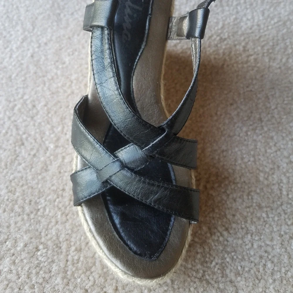 Black Espadrilles Criss Cross Wedges Sandals from Spain size 7